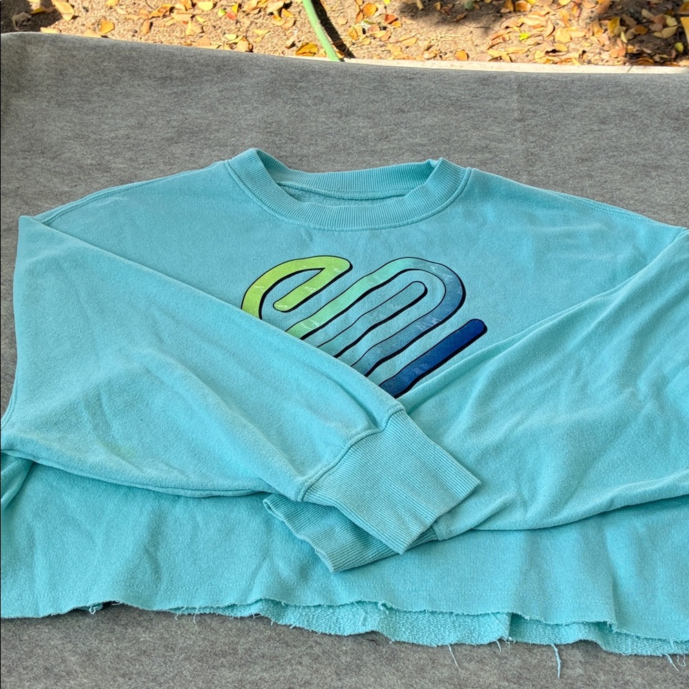 Justice Light Blue Girls Sweatshirt with Gradient Heart Graphic